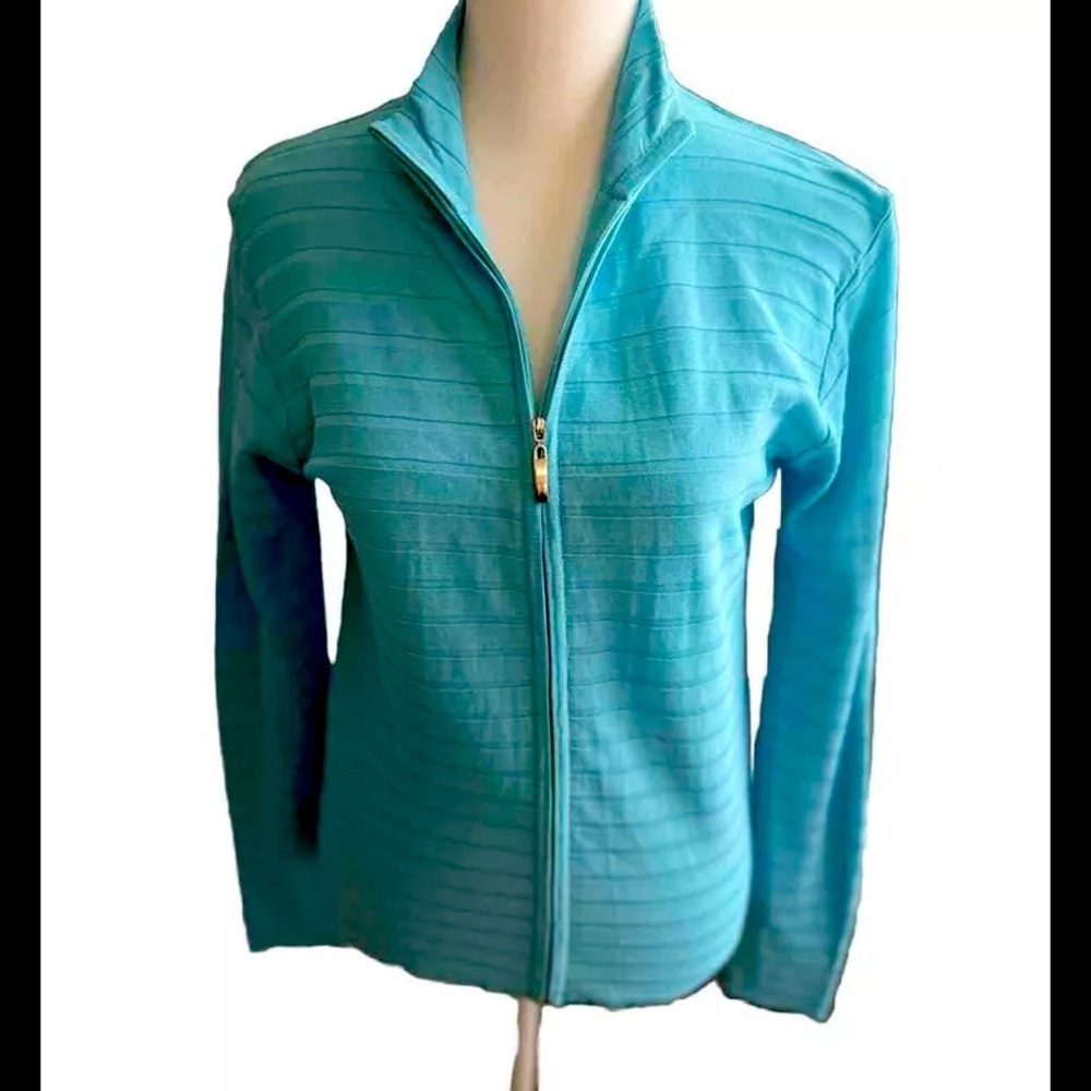 LOULOU Women’s zippered cardigan Teal Blue- Sz L